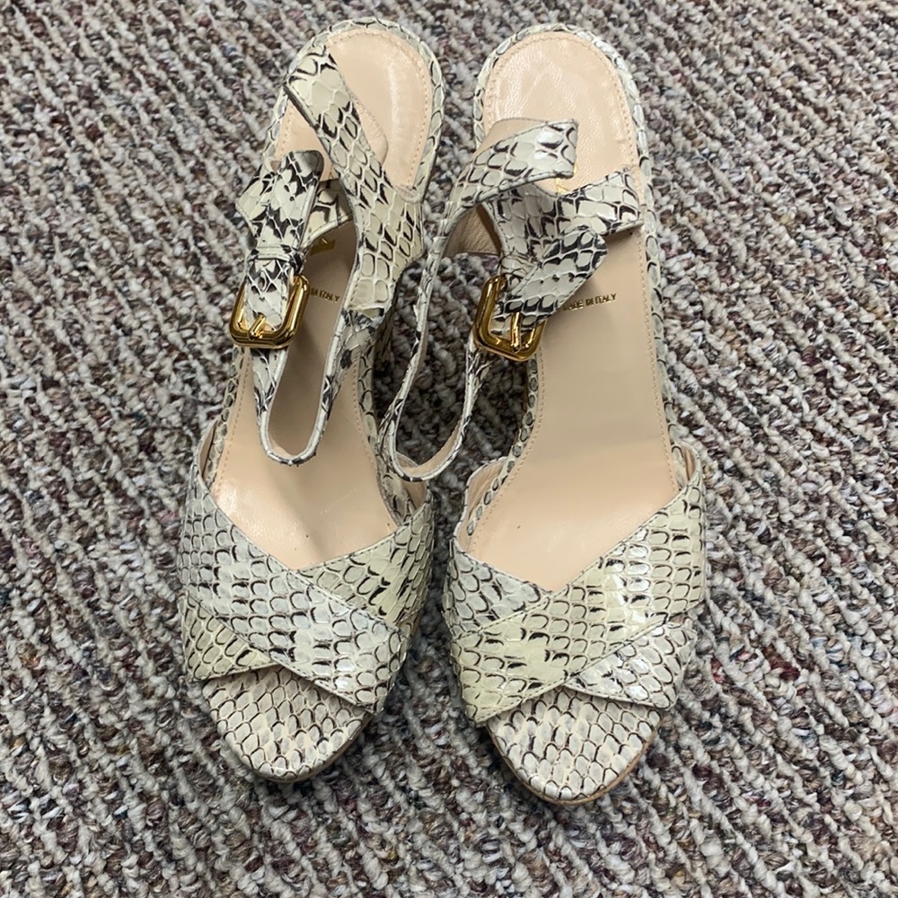 Prada Cream and Black Snakeskin Heels
